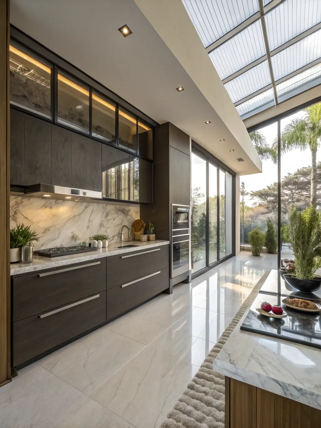 A bright, modern kitchen with white cabinets, stainless steel appliances, and a large island, showcasing a recent kitchen remodel by Dreamery Home Improvement.