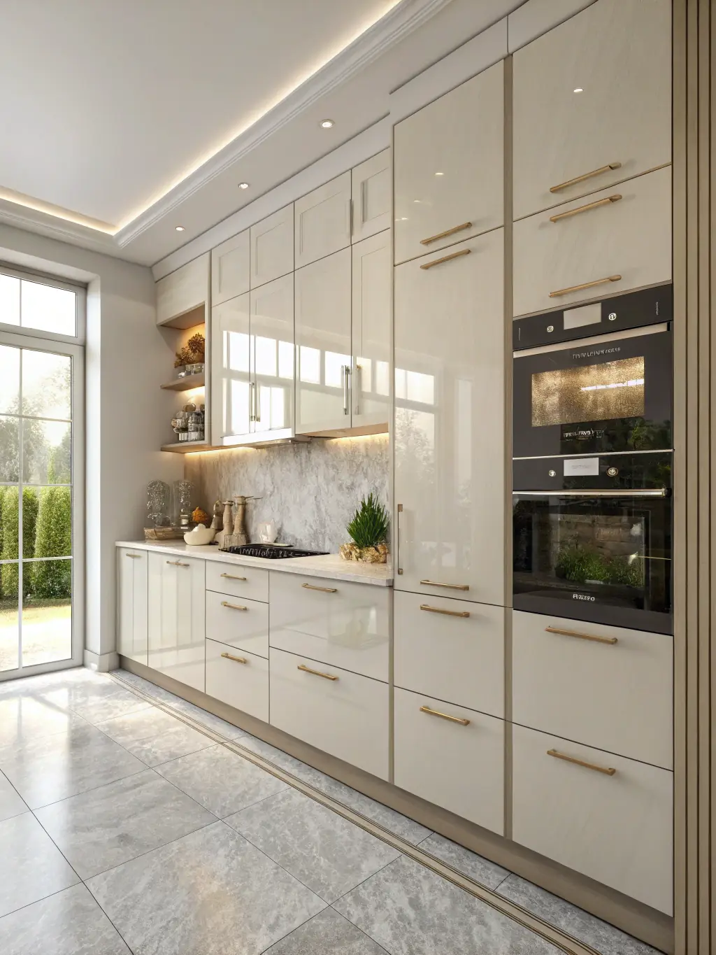A modern kitchen remodel featuring white cabinets, stainless steel appliances, and a granite countertop, showcasing Dreamery Home Improvement's expertise in kitchen renovations.