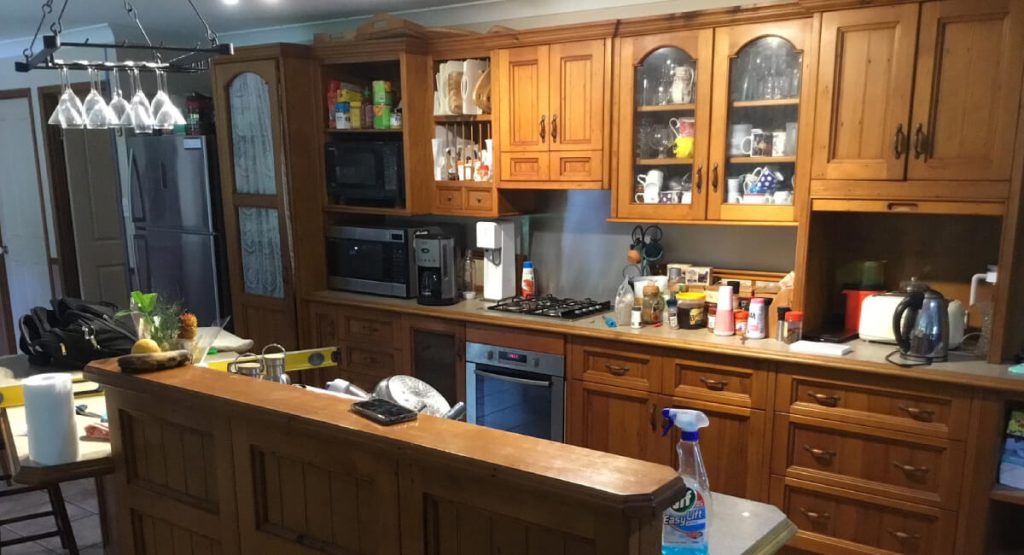 Rustic to Minimalist White Quartz Kitchen — before