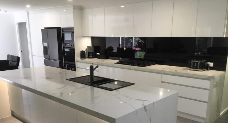 Rustic to Minimalist White Quartz Kitchen — after